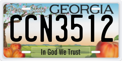 GA license plate CCN3512