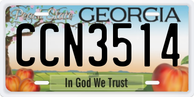 GA license plate CCN3514