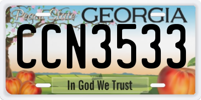 GA license plate CCN3533
