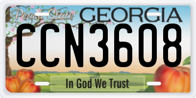 GA license plate CCN3608