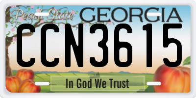 GA license plate CCN3615