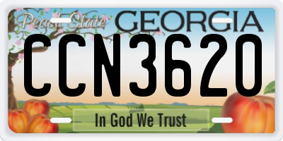 GA license plate CCN3620