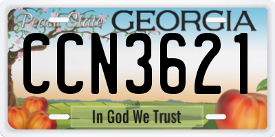 GA license plate CCN3621