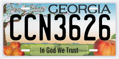 GA license plate CCN3626