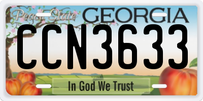 GA license plate CCN3633