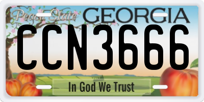 GA license plate CCN3666