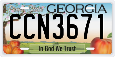 GA license plate CCN3671