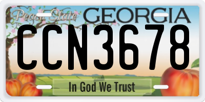GA license plate CCN3678