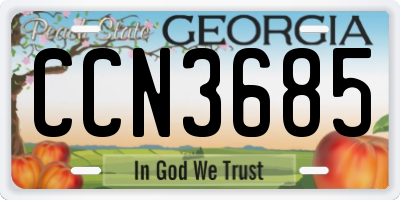 GA license plate CCN3685
