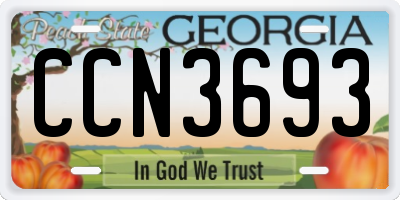 GA license plate CCN3693