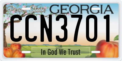 GA license plate CCN3701