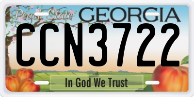 GA license plate CCN3722
