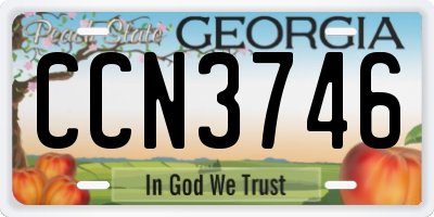 GA license plate CCN3746