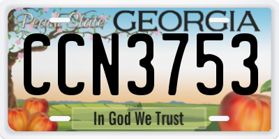 GA license plate CCN3753