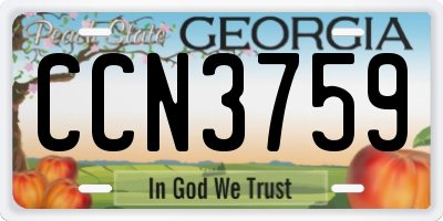 GA license plate CCN3759