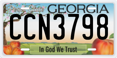 GA license plate CCN3798