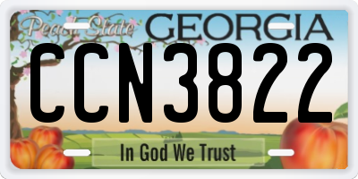 GA license plate CCN3822
