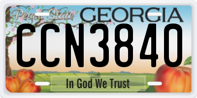 GA license plate CCN3840
