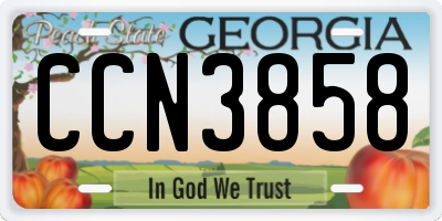 GA license plate CCN3858