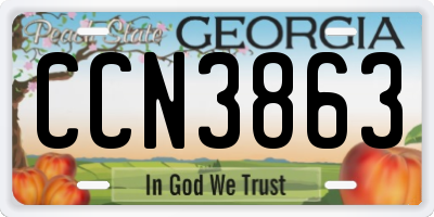 GA license plate CCN3863