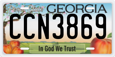 GA license plate CCN3869