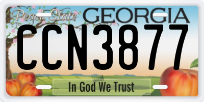 GA license plate CCN3877