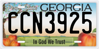 GA license plate CCN3925