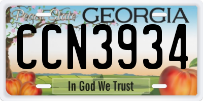 GA license plate CCN3934
