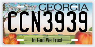 GA license plate CCN3939