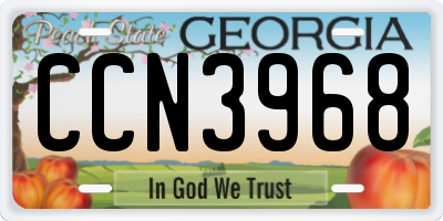 GA license plate CCN3968