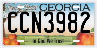 GA license plate CCN3982