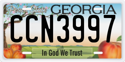 GA license plate CCN3997