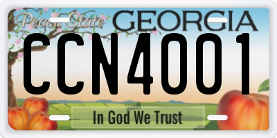 GA license plate CCN4001