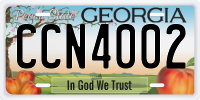 GA license plate CCN4002