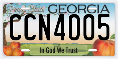 GA license plate CCN4005