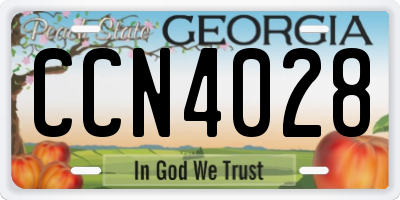 GA license plate CCN4028