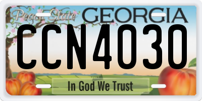 GA license plate CCN4030