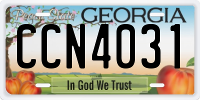 GA license plate CCN4031