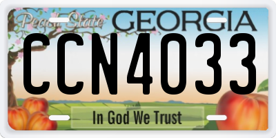 GA license plate CCN4033