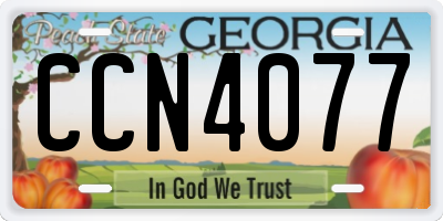 GA license plate CCN4077
