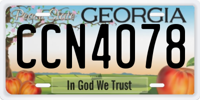 GA license plate CCN4078