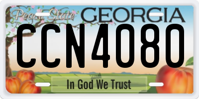 GA license plate CCN4080