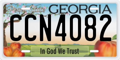 GA license plate CCN4082
