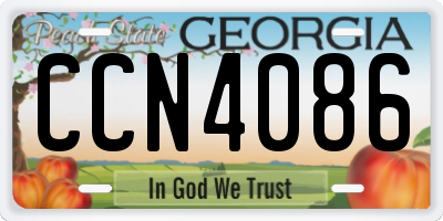 GA license plate CCN4086