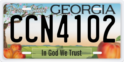 GA license plate CCN4102