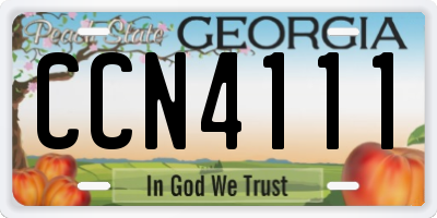 GA license plate CCN4111