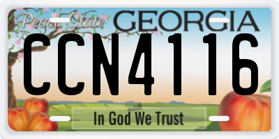 GA license plate CCN4116
