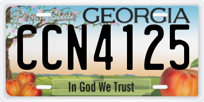GA license plate CCN4125