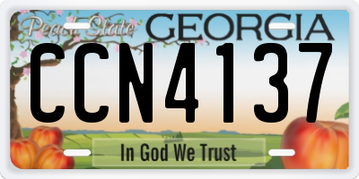 GA license plate CCN4137
