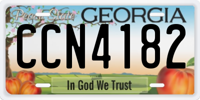 GA license plate CCN4182